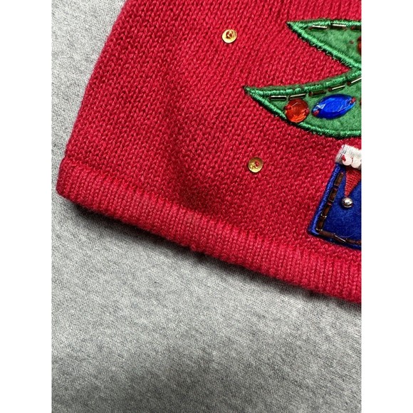 Women‎ Christmas Sweater Red Christmas Trees XL Tiara International vintage ugly - Picture 10 of 11